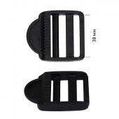 Пряжка регулятор трехщелевая пластик TBY.0219 38мм цв.черный уп.100 шт Пряжка регулятор трехщелевая пластик TBY.0219 38мм цв.черный уп.100 шт