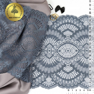 Кружево-стрейч KRUZHEVO арт.TBY.30239 шир.195мм цв.1005 серый кремень уп.25м