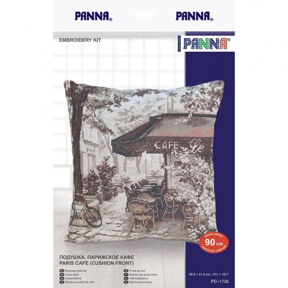 Набор для вышивания PANNA арт. PD-1726 Подушка. Парижское кафе 39,5х41,5 см
