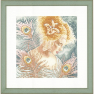 Набор для вышивания LANARTE арт.PN-0148264 Young woman with peacock feathers 28х28 см