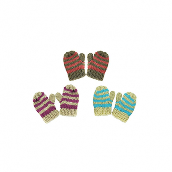 178210_Варежки № 1/12 вязаные для игрушек 5см, цв. бежевый/в ассортименте, 3 пары