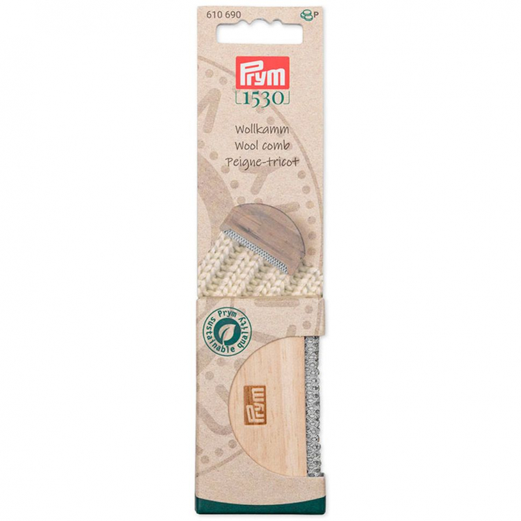 610690 PRYM Щетка для шерсти 45х75мм Prym 1530 металл, каучуковое дерево; сербристый, натуральный
