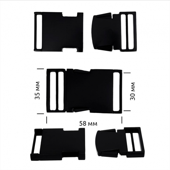 Пряжка-фастекс металл 30мм TBY-7218 58x35мм цв. мат.черный уп.6шт