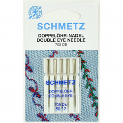 Иглы для бытовых швейных машин Schmetz с двумя ушками для декоративных работ 130/705H №80 уп.5 игл