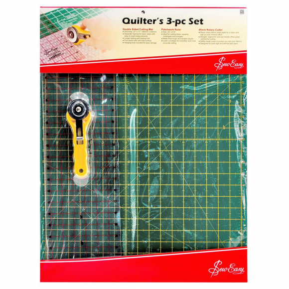 102557_Набор для пэчворка: мат двусторонний 58 х 43 cм/23" х 17",линейка 24" х 6 1/2", нож раскройный 45 мм