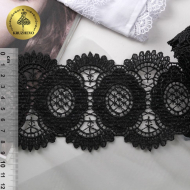 Кружево гипюр KRUZHEVO арт.TR.16GB2007 шир.90мм цв.2 черный уп.9м