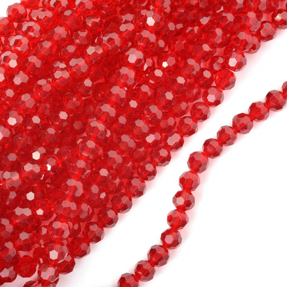 Бусины граненые Рондель (стекло) на нитях арт.TBY-R-2 10мм  цв.27 красный уп.30шт х72 бусины