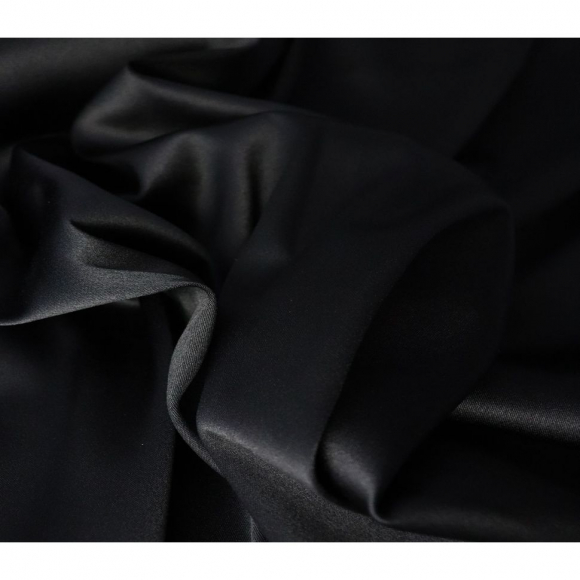 Ткань Атлас русский 255 г/м? 96% пэ, 4% спандекс шир.150 см арт.Р.36815.03 черный рул.25м