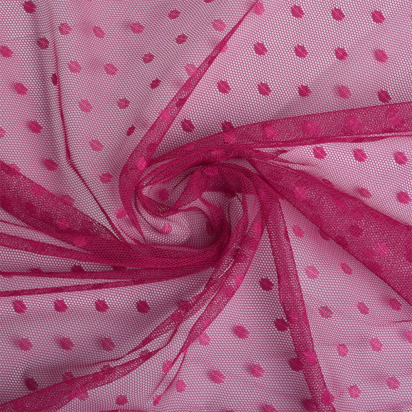 Фатин горошек мягкий шир.160см  100% полиэстер арт.TBY-1907-09 цв.фуксия диаметр горошин 0,6см рул.15м