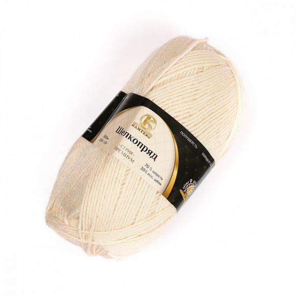 Пряжа для вязания КАМТ Шелкопряд (70% п/т шерсть, 30% искусственный шелк) 5х100г/300 цв.080 экрю