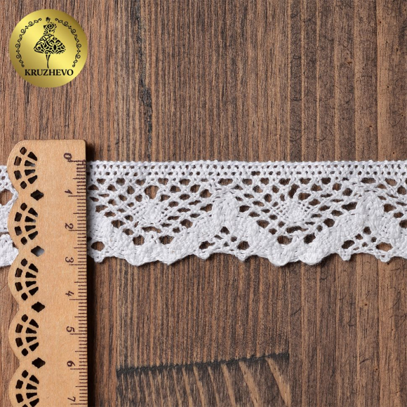Тесьма вязаная KRUZHEVO 30мм TBY-5234 цв.02 белый уп.10м