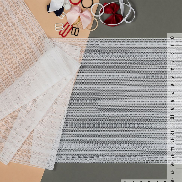 Кружево-стрейч KRUZHEVO арт.TBY.8020 шир.160мм цв.1 белый, уп.3м