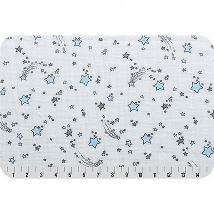 Ткань для пэчворка PEPPY Embrace (марлевка) 120 г/м? 100% хлопок цв.emshooting star baby blue уп.100х125 см
