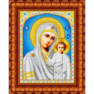 Набор для вышивания бисером КАРОЛИНКА арт. КБИН-4023/3(ч) Икона Б.М. Казанская 18,5х24,5 см