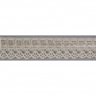 112116_Мерсеризованное хлопковое кружево с бархатной лентой, 17 мм, цвет сливочный