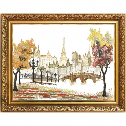 Рисунок на ткани (Бисер) КОНЁК арт. 8409 Осень в Париже 45х60 см
