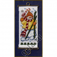 38032_Набор для вышивания бисером "Снеговик с лыжами"