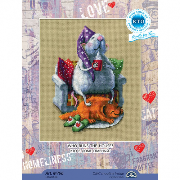Набор для вышивания РТО арт.M796 Кто в доме главный? 16,5х23 см