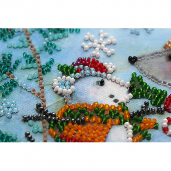 Набор для вышивания бисером АБРИС АРТ арт. AM-212 Снежный друг 15х15 см