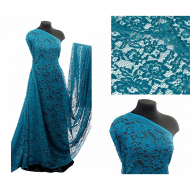 Кружевная ткань (гипюр) в нарезке с кордом арт.TBY.LN-3002 шир.145см 130 г/м? цв.908 морская волна уп.5м