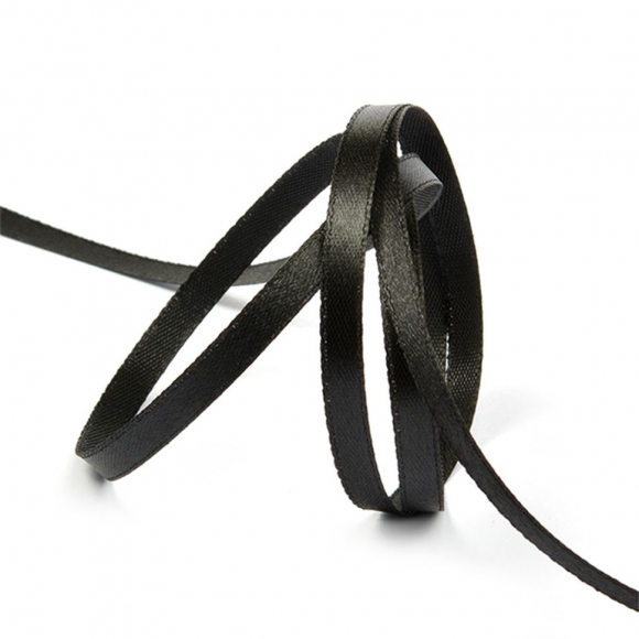 Лента атласная 6мм цв.3173 черный IDEAL уп.27,4 м