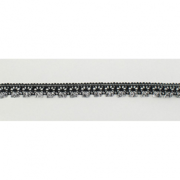 65343_Мерсеризованное хлопковое кружево, 15 мм, цвет черный с серым 65343_Мерсеризованное хлопковое кружево, 15 мм, цвет черный с серым