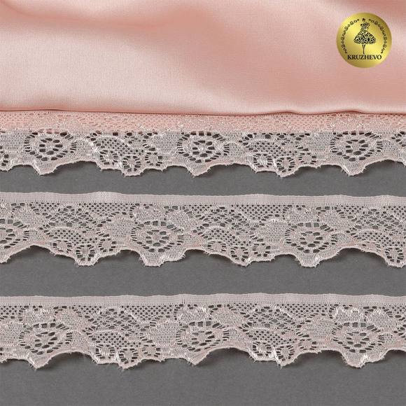 Кружево-стрейч KRUZHEVO арт.TBY.L839 шир.30мм цв.168/S185 серебристый пион уп.50м