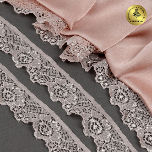 Кружево-стрейч KRUZHEVO арт.TBY.L839 шир.30мм цв.168/S185 серебристый пион уп.50м