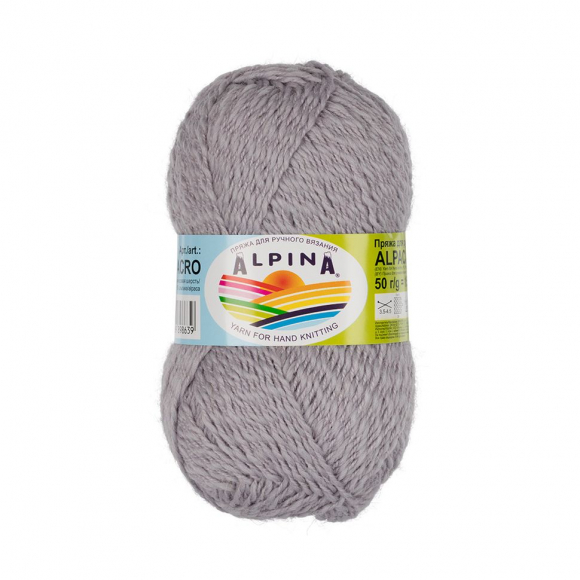 Пряжа ALPINA ALPACA ACRO (44% мериносовая шерсть, 38% акрил, 18% альпака) 4х50г/150м цв.08 св.серый