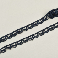 Кружево гипюр KRUZHEVO арт.TR.8G8008 шир.10мм цв.01 т.синий уп.9м