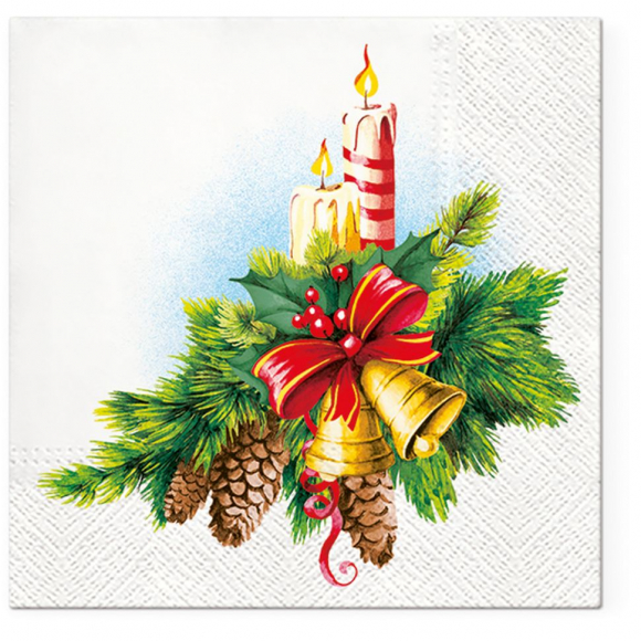 Салфетки трехслойные для декупажа, коллекция "Lunch" TETЕ a TETE "Колокольчик& Свечи" Салфетки трехслойные для декупажа, коллекция "Lunch" TETЕ a TETE "Колокольчик& Свечи"