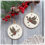 Набор для вышивания NEOCRAFT арт.НК-11h01 Ангел+голубь (орех, крем) 9х9 см