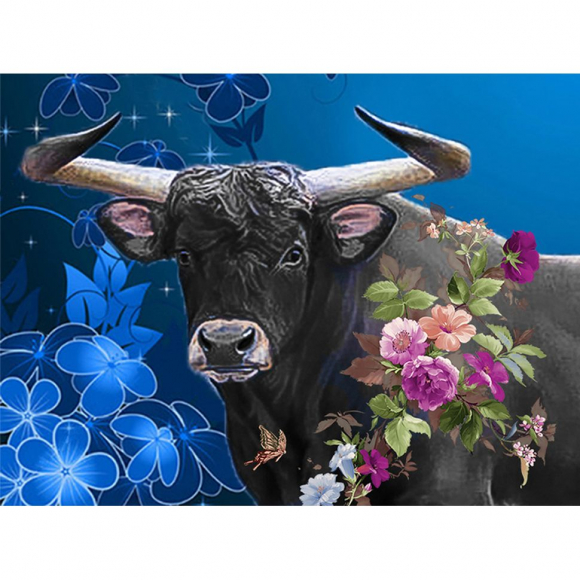 166089_Картина стразами "Буйвол"