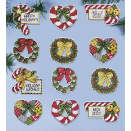 Набор для вышивания елочных украшений DESIGN WORKS арт.1659 Маленькие рождественские украшения 9х10 см