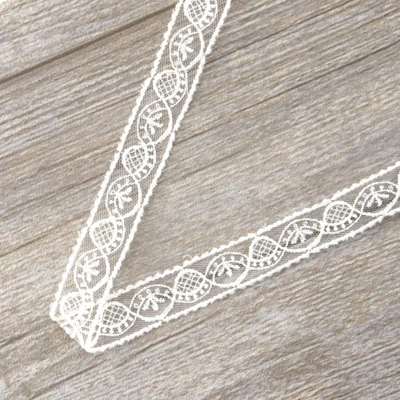 177937_Вышивка на тюле, 19 мм, цвет белый