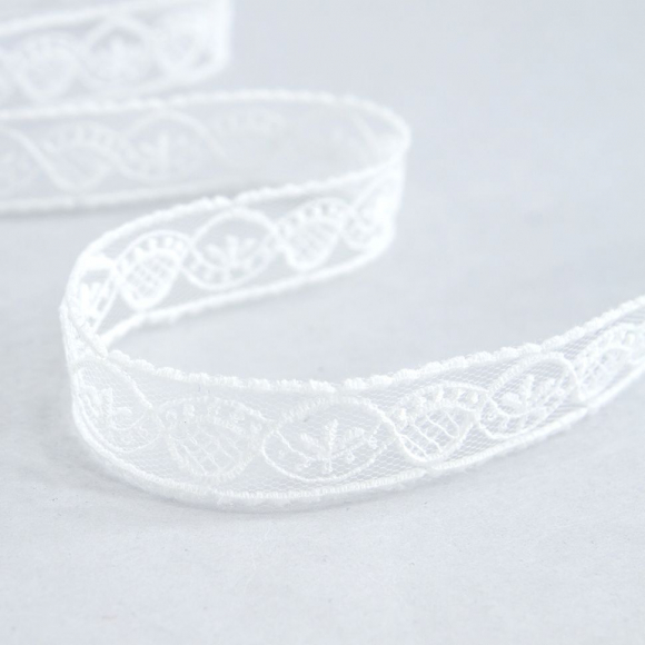 177937_Вышивка на тюле, 19 мм, цвет белый