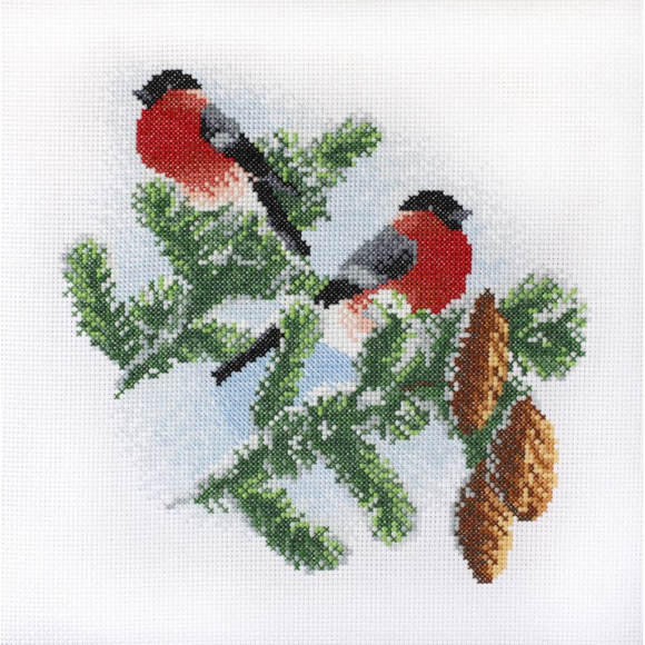 Набор для вышивания МАРЬЯ ИСКУСНИЦА арт.03.011.01 Снегири 20х20 см