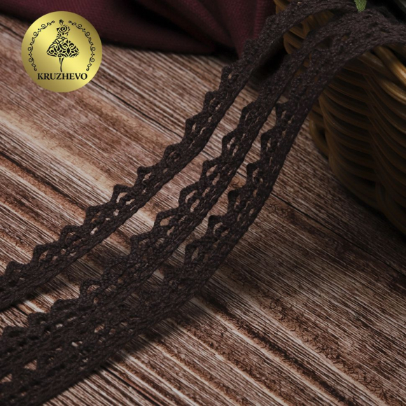 Тесьма вязаная KRUZHEVO 10мм TBY-5036.27 цв.27 коричневый уп.10м