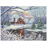 Набор для вышивания мулине НИТЕКС арт.0264 Зимний день 30х40 см