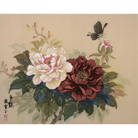 Набор для вышивания крестом XIU CRAFTS арт.2031704 Пионы 36х44 см
