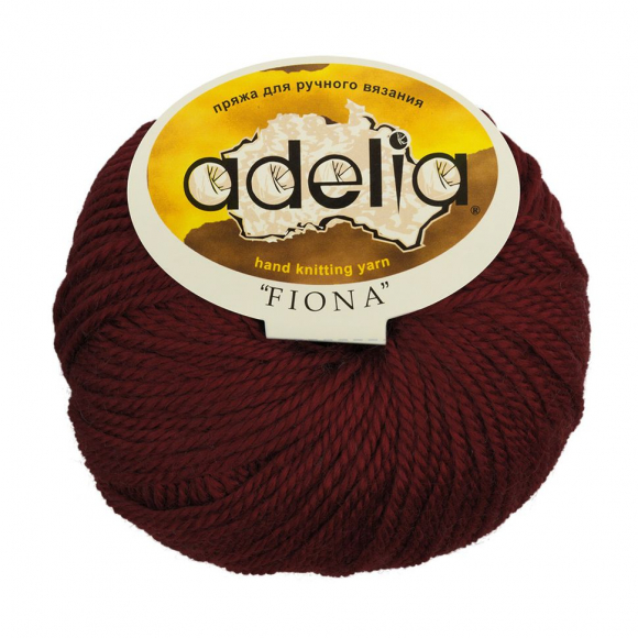 Пряжа ADELIA FIONA (50% шерсть, 50% акрил) 10х50г/90м цв.230 бордовый