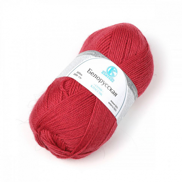 Пряжа для вязания КАМТ Белорусская (50% шерсть, 50% акрил) 5х100г/300м цв.081 ягодный Пряжа для вязания КАМТ Белорусская (50% шерсть, 50% акрил) 5х100г/300м цв.081 ягодный