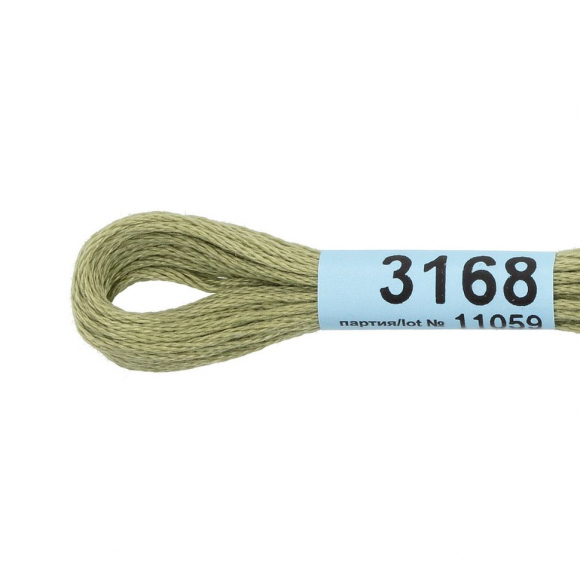 Нитки для вышивания Gamma мулине (3071-3172) 100% хлопок 24 x 8 м цв.3168 бл.зеленый