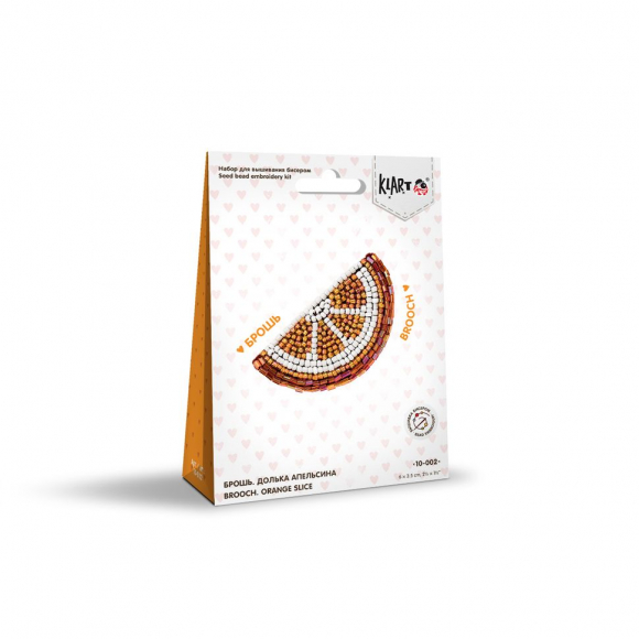 Набор для вышивания KLART арт. 10-002 Брошь. Долька апельсина 6х3,5 см