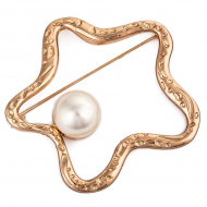 Брошь декоративная Звезда TBY.R4212.1 53,4х53,8мм цв. золото/белый, уп. 5шт