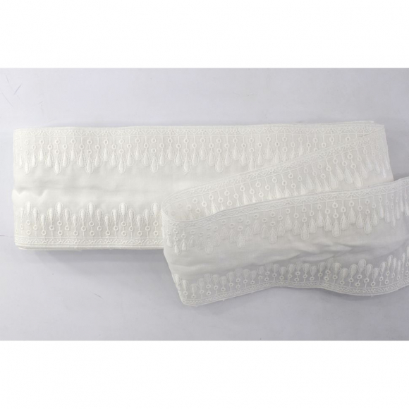 Шитье-вышивка на батисте, прошва, 100 мм, цвет белый