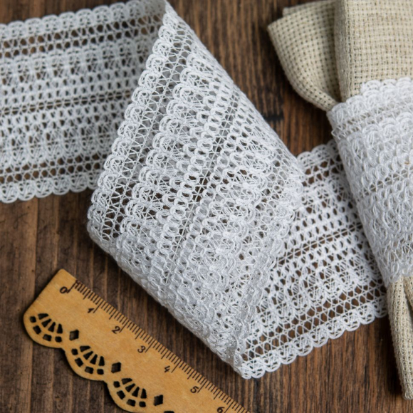 Тесьма вязаная 56мм 6268 цв.003 белый уп.25м