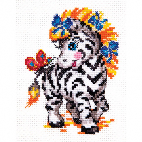 Набор для вышивания ЧУДЕСНАЯ ИГЛА арт.18-54 Малышка-зебра 9х12 см