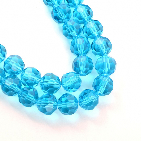 Бусины граненые Рондель (стекло) на нитях арт.TBY-R-2 10мм  цв.04 бирюзовый уп.30шт х72 бусины