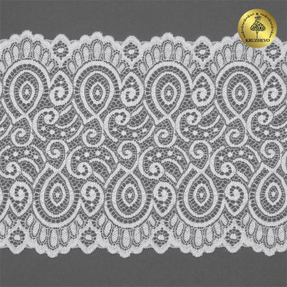 Кружево-стрейч KRUZHEVO арт.TBY.L1351 шир.180мм цв.004 сумрачный белый уп.30м Кружево-стрейч KRUZHEVO арт.TBY.L1351 шир.180мм цв.004 сумрачный белый уп.30м